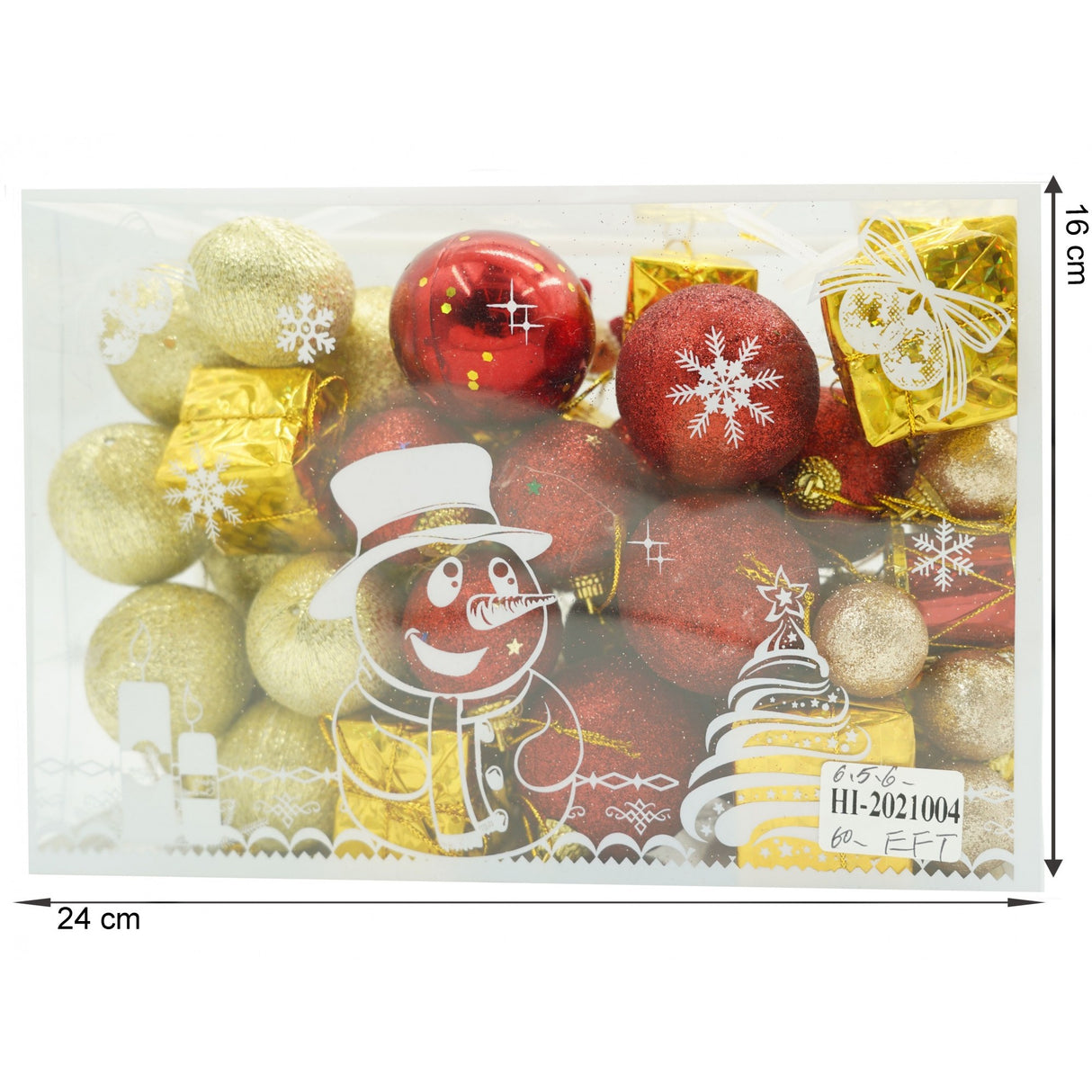 Set de 45 ornamente de brad, Vivimall, de tip Glob, , din polistiren, cu finisaj sclipitor , cutie  8  cm adancime x 24  cm lungime x 16  cm inaltime - vivimall.ro