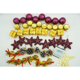 Set de 50 ornamente de brad, Flippy, de tip Glob, Rosu/ Auriu, din plastic, cu finisaj sclipitor , cutie  18  cm lungime x 12  cm adancime x 18  cm inaltime - vivimall.ro