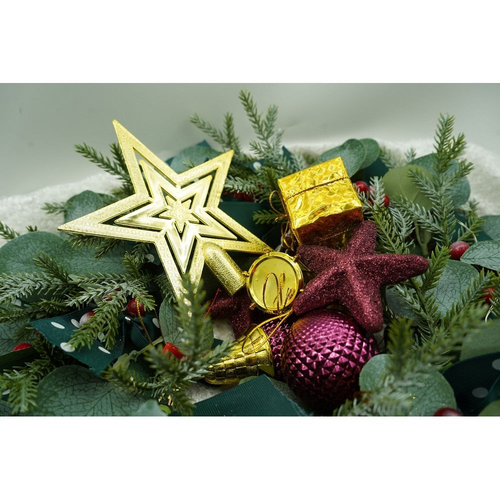 Set De 50 Ornamente De Brad, De Tip Glob, Rosu/, Din Plastic, Cu Finisaj Sclipitor, Cutie 18 Cm Lungime X 12 Cm Adancime X 18 Cm Inaltime