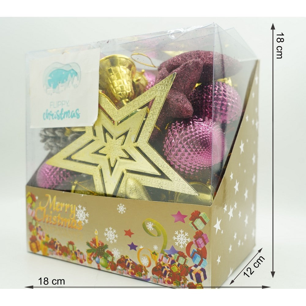 Set De 50 Ornamente De Brad, De Tip Glob, Rosu/, Din Plastic, Cu Finisaj Sclipitor, Cutie 18 Cm Lungime X 12 Cm Adancime X 18 Cm Inaltime