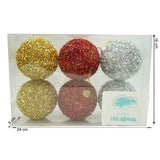 Set De 6 Ornamente De Brad, De Tip Glob, Cu Ã¸ De 8 Cm, Din Polistiren, Cu Finisaj Sclipitor, Cutie 16 Cm Inaltime X 24 Cm Lungime X 8 Cm Adancime