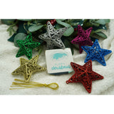 Set De 6 Ornamente De Brad, De Tip Stea, Din Plastic, Cu Finisaj Sclipitor, Cutie 3 Cm Adancime X 31 Cm Lungime X 9 Cm Inaltime
