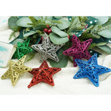Set De 6 Ornamente De Brad, De Tip Stea, Din Plastic, Cu Finisaj Sclipitor, Cutie 3 Cm Adancime X 31 Cm Lungime X 9 Cm Inaltime