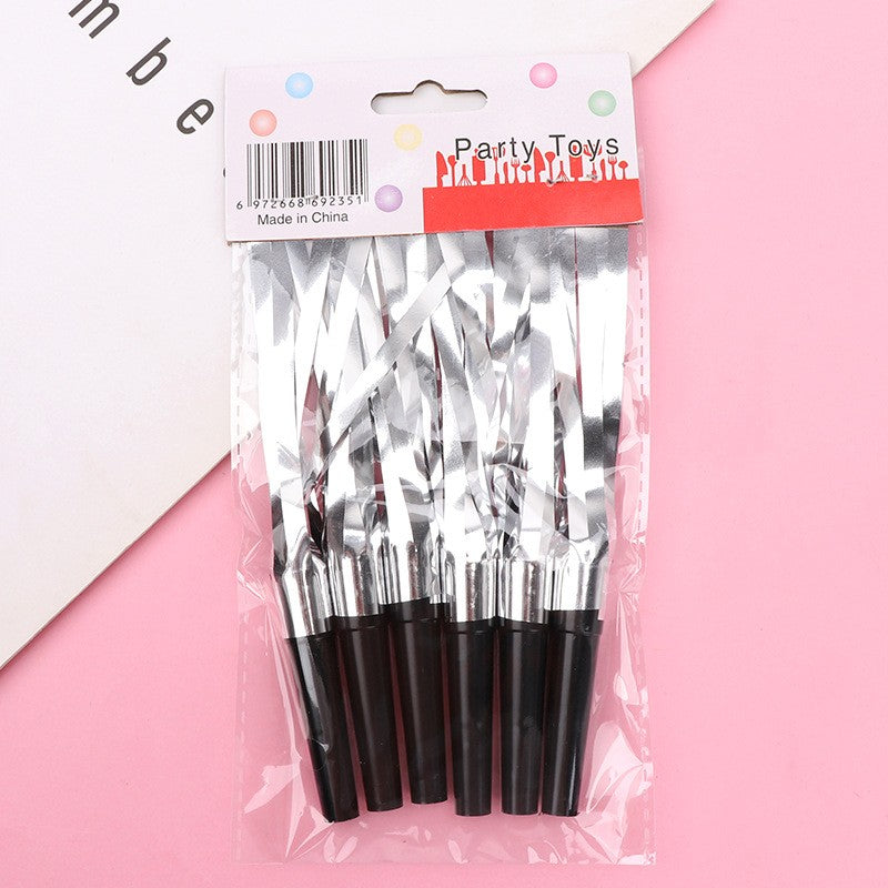 Set 6 Fluiere Party Cu Franjuri, Din Plastic,