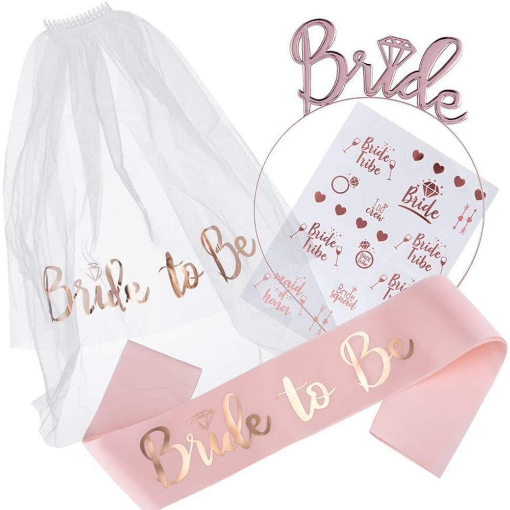 Set De Accesorii Pentru Mireasa, Coronita, Panglica, Stickere, Voal, Tematica Nunta - vivimall.ro