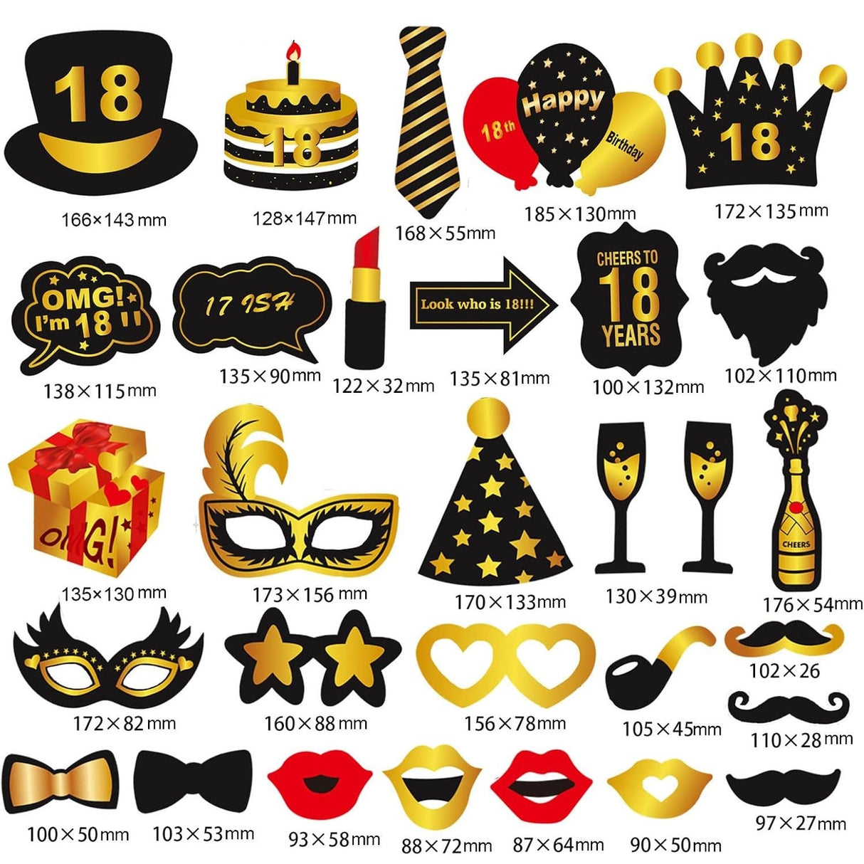 Set Accesorii Pentru Petrecere, Props Pentru Coltul De Poze, Pentru Majorat, Aniversare 18 Ani, Ochelari, Palarii, Mustata, Cravata, Pentru Evenimente - vivimall.ro