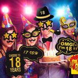 Set Accesorii pentru Petrecere, Vivimall, Props pentru Coltul de Poze, pentru Majorat, Aniversare 18 Ani, Ochelari, Palarii, Mustata, Cravata, pentru Evenimente, Multicolor - vivimall.ro