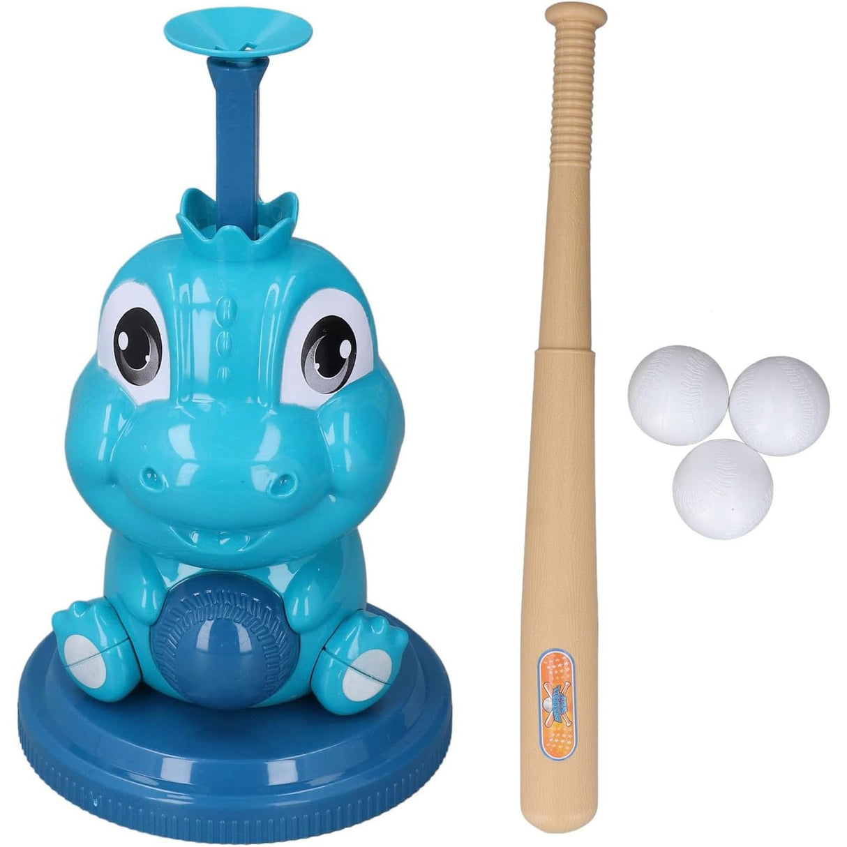 Set De Baseball 5 Piese Pentru Copii, Jucarie Dinosaur Press, Verde/