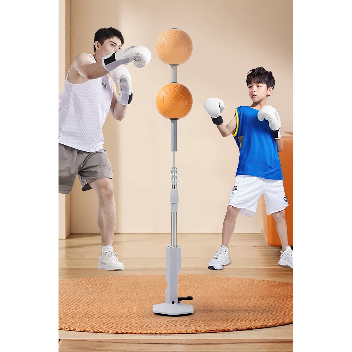 Set De Box Cu Minge, Cu Ventuza De Prindere, Extensibil, Inaltime Reglabila 130-152 Cm, Pentru Copii Si Adulti, Minge De 11 Cm - vivimall.ro