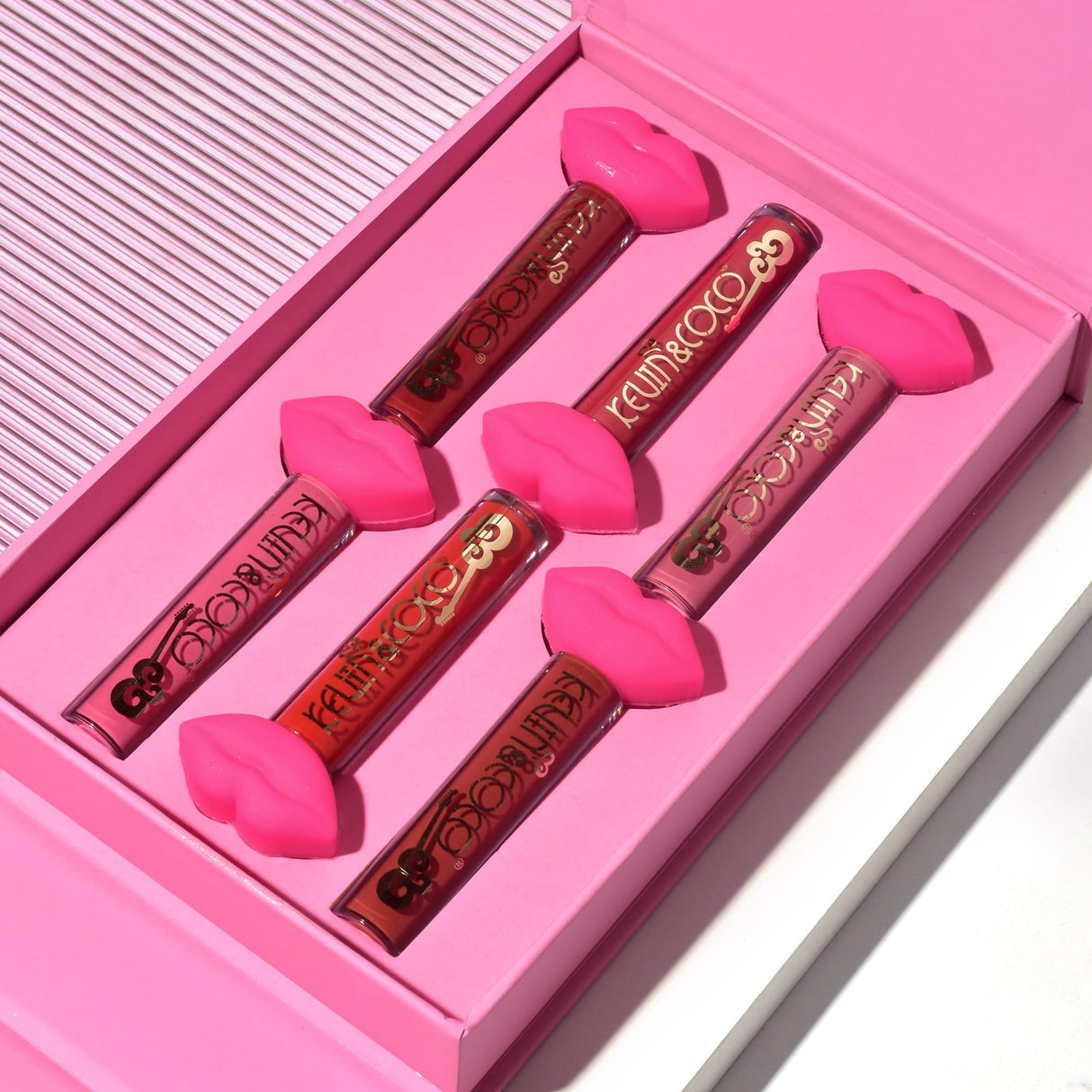 Set De Buze, Kevin & Coco, Punk Rock, 6 Lip Gloss-Uri, 19.3 X 12 Cm, Roz/Maro - vivimall.ro