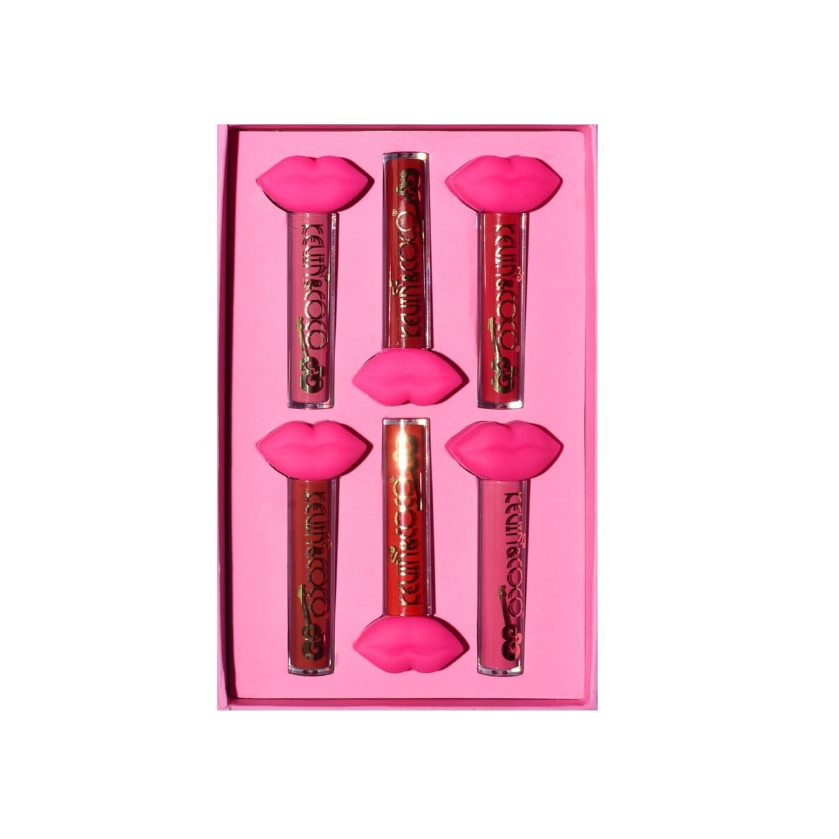 Set De Buze, Kevin & Coco, Punk Rock, 6 Lip Gloss-Uri, 19.3 X 12 Cm, Roz/Maro - vivimall.ro