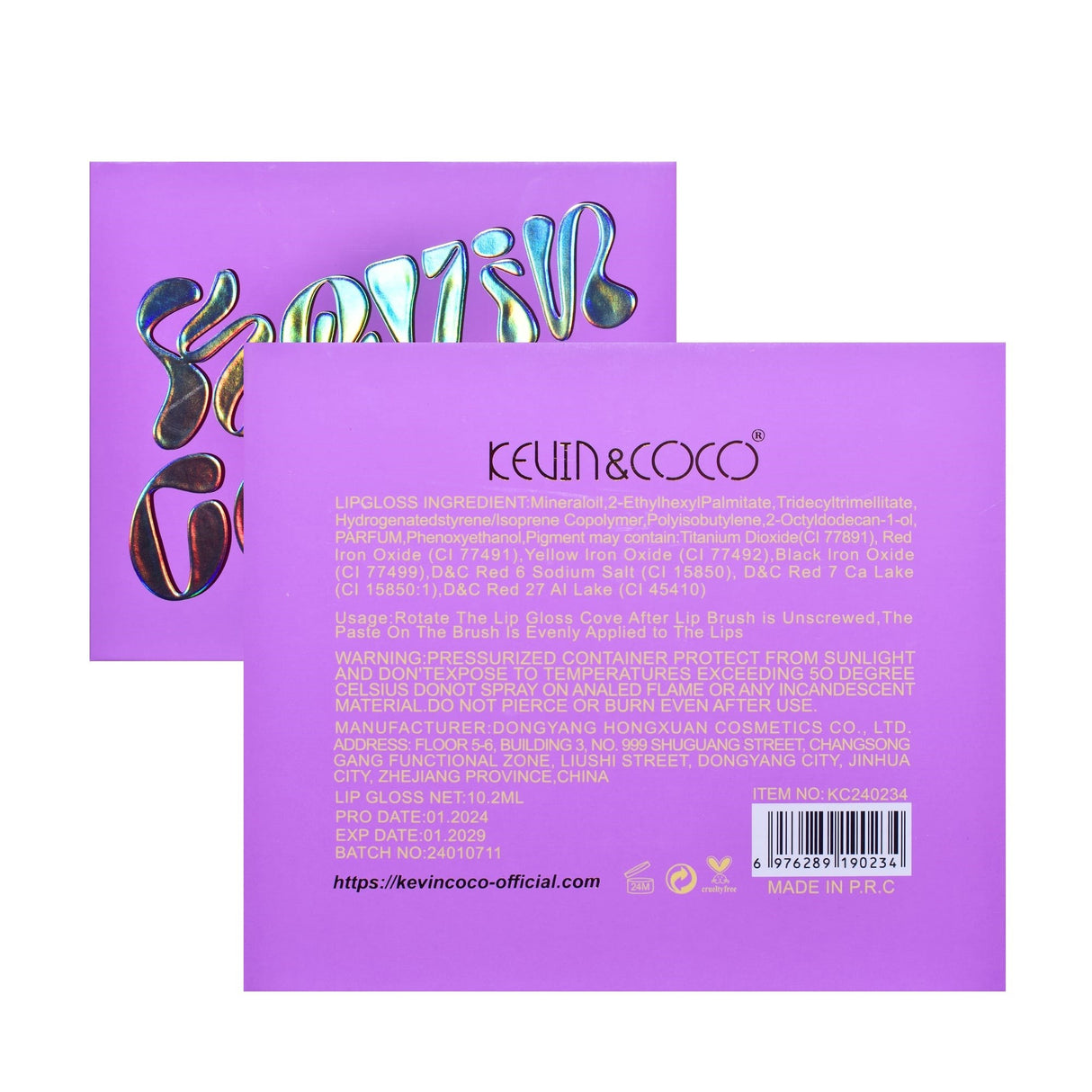 Set De Buze, Kevin Coco, Violet Girl, 6 Lip Gloss-Uri, 17 X 14.8 X 2.9 Cm, Roz/Rosu/Mov - vivimall.ro