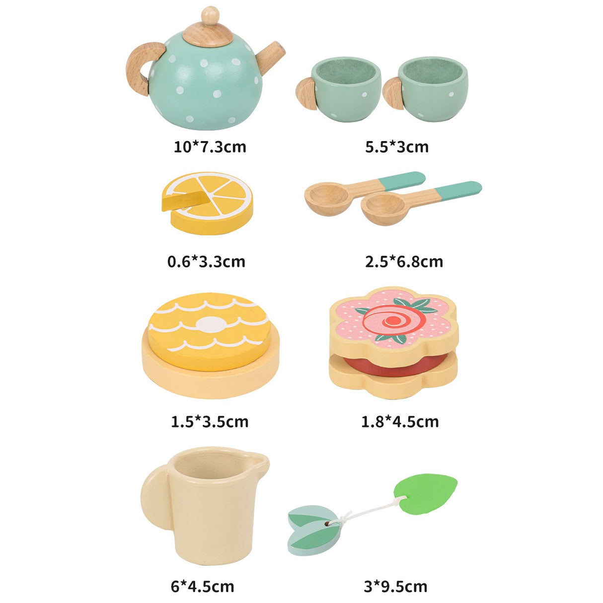 Set De Ceai Din Lemn, 15 Piese, Vopsea Ecologica, +36 Luni, Pastel - vivimall.ro