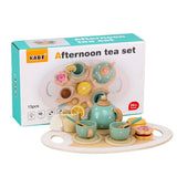 Set De Ceai Din Lemn, 15 Piese, Vopsea Ecologica, +36 Luni, Pastel - vivimall.ro
