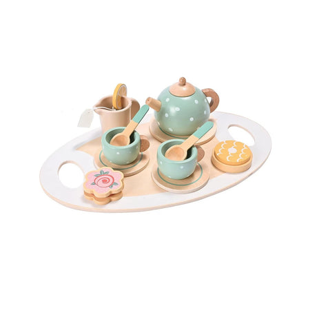 Set De Ceai Din Lemn, 15 Piese, Vopsea Ecologica, +36 Luni, Pastel - vivimall.ro