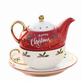 Set De Ceai, Tema Craciun, Ceainic 420 Ml, Cana 310 Ml, Farfurie, Din Portelan - vivimall.ro