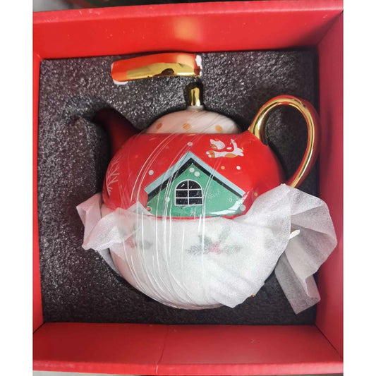 Set De Ceai, Tema Craciun, Ceainic 420 Ml, Cana 310 Ml, Din Portelan, Resigilat - vivimall.ro