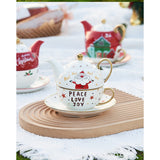 Set De Ceai, Tema Craciun, Ceainic 420 Ml, Cana 310 Ml, Farfurie, Din Portelan - vivimall.ro