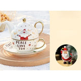Set de Ceai, Flippy, Tema Craciun, Ceainic 420 ml, Cana 310 ml, Farfurie, din Portelan, Model Mos Craciun, Alb, Resigilat