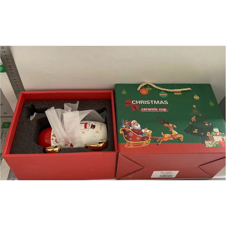 Set De Ceai, Tema Craciun, Ceainic 450 Ml, 2 X Cani 250 Ml, Din Ceramica, /Rosu - vivimall.ro