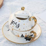 Set De Ceai, Tema Craciun, Ceainic 420 Ml, Cana 310 Ml, Farfurie, Din Portelan - vivimall.ro