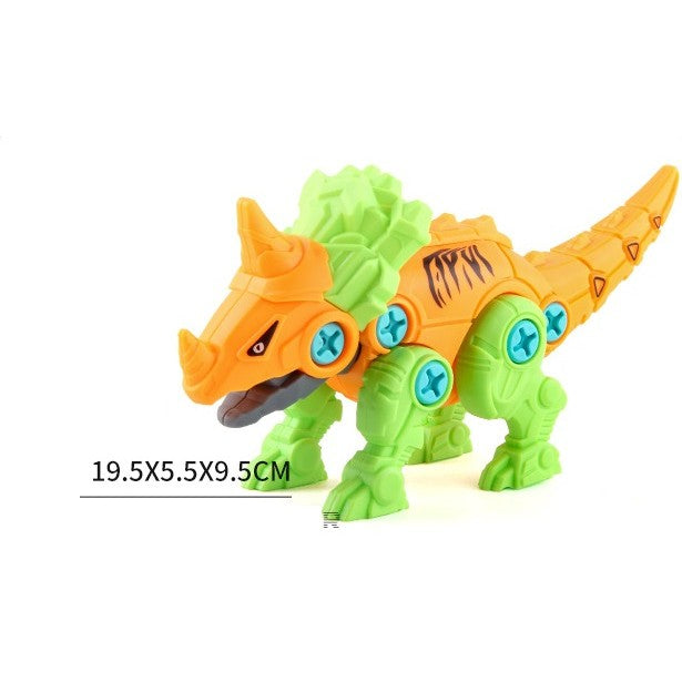 Set de Constructie/Asamblare, Vivimall, 4 Dinozauri, cu Bormasina Electrica, Baterii 2 x AA, Surubelnita si Cutie Depozitare, 22.5 x 14.5 x 15 cm, Multicolor - vivimall.ro