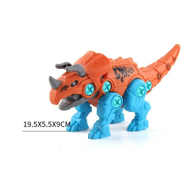 Set De Constructie/Asamblare, 4 Dinozauri, Cu Bormasina Electrica, Baterii 2 X Aa, Surubelnita Si Cutie Depozitare, 22.5 X 14.5 X 15 Cm, Multicolor - vivimall.ro