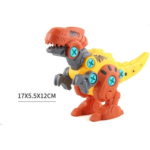 Set De Constructie/Asamblare, 4 Dinozauri, Cu Bormasina Electrica, Baterii 2 X Aa, Surubelnita Si Cutie Depozitare, 22.5 X 14.5 X 15 Cm, Multicolor - vivimall.ro