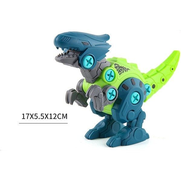 Set De Constructie/Asamblare, 4 Dinozauri, Cu Bormasina Electrica, Baterii 2 X Aa, Surubelnita Si Cutie Depozitare, 22.5 X 14.5 X 15 Cm, Multicolor - vivimall.ro