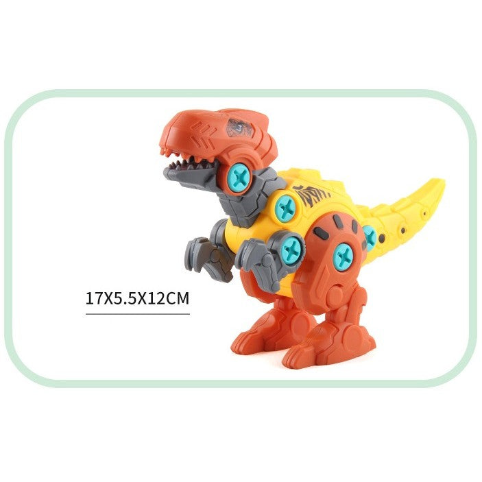 Set De Constructie/Asamblare, 4 Dinozauri, Cu Bormasina Electrica, Baterii 2 X Aa, Surubelnita Si Cutie Depozitare, 22.5 X 14.5 X 15 Cm, Multicolor - vivimall.ro