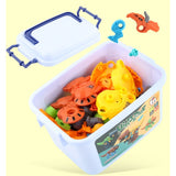 Set De Constructie/Asamblare, 4 Dinozauri, Cu Bormasina Electrica, Baterii 2 X Aa, Surubelnita Si Cutie Depozitare, 22.5 X 14.5 X 15 Cm, Multicolor - vivimall.ro