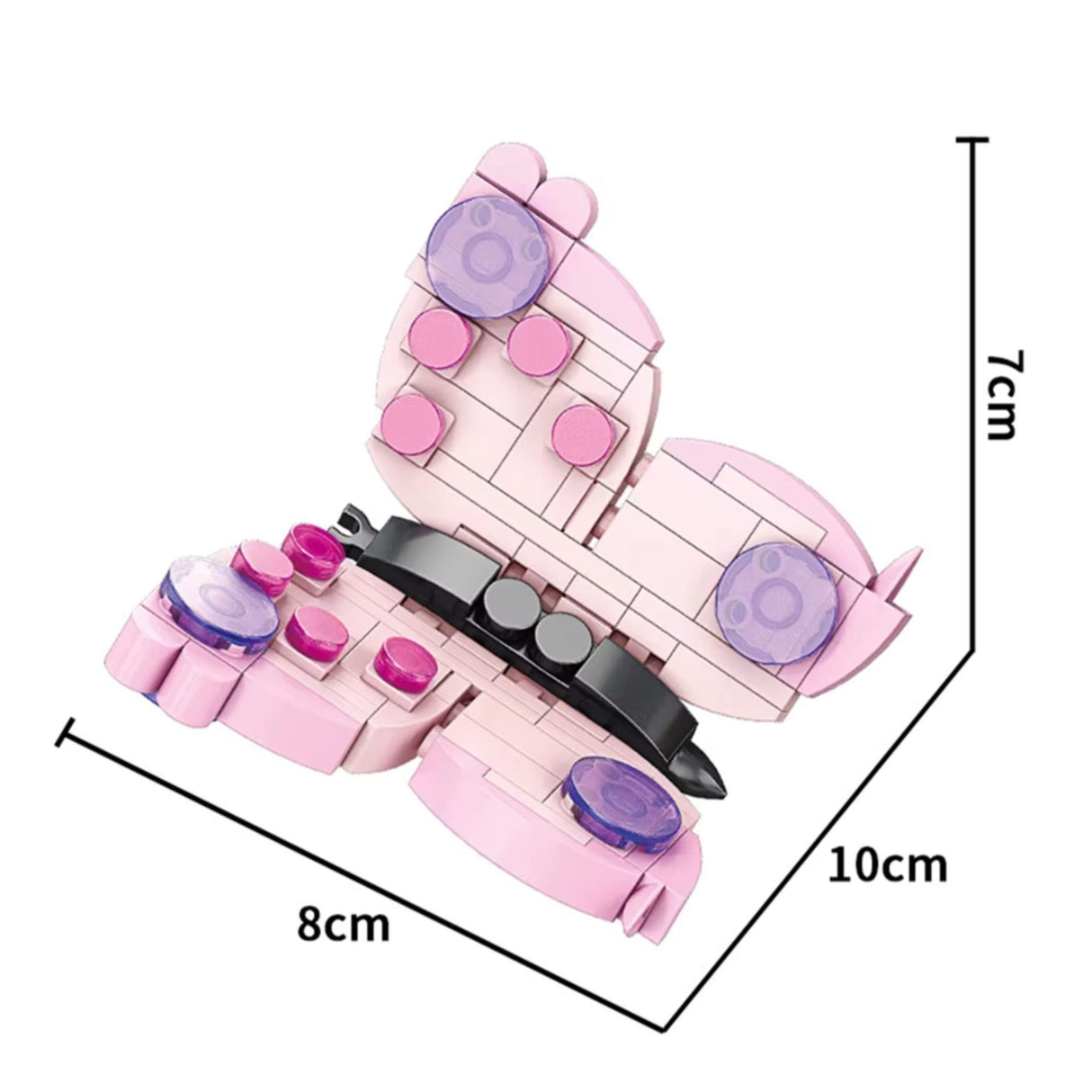 Piesele setului de construcție Flippy Fluture, 115 componente plastic ABS roz, detaliu