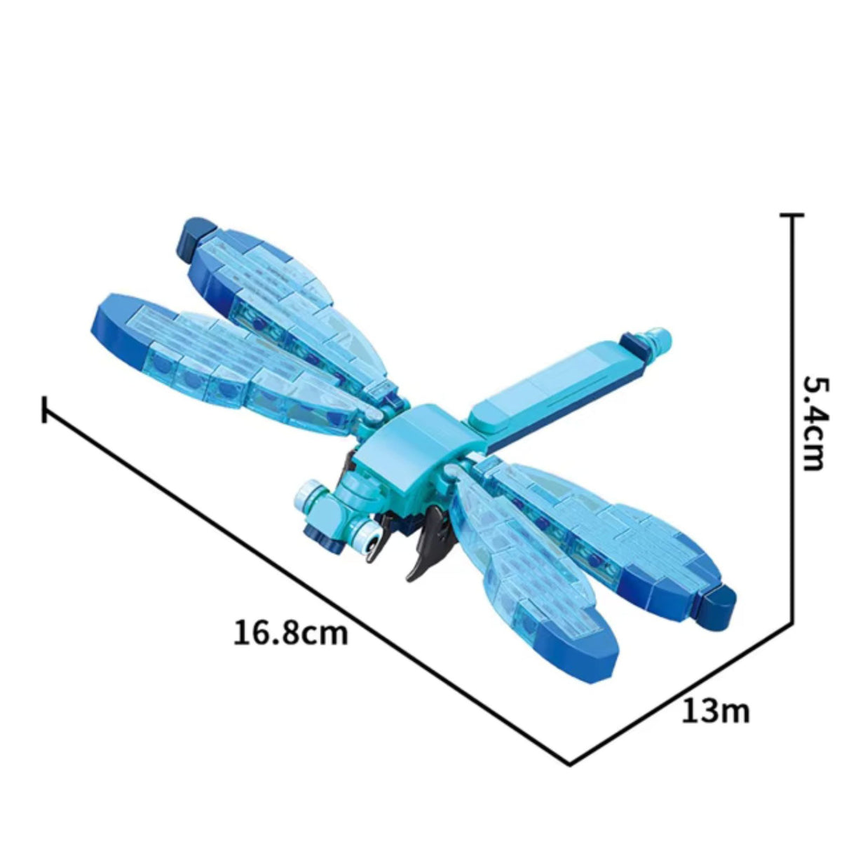 Piesele setului de construcție Flippy Libelula, 117 componente din plastic ABS albastru