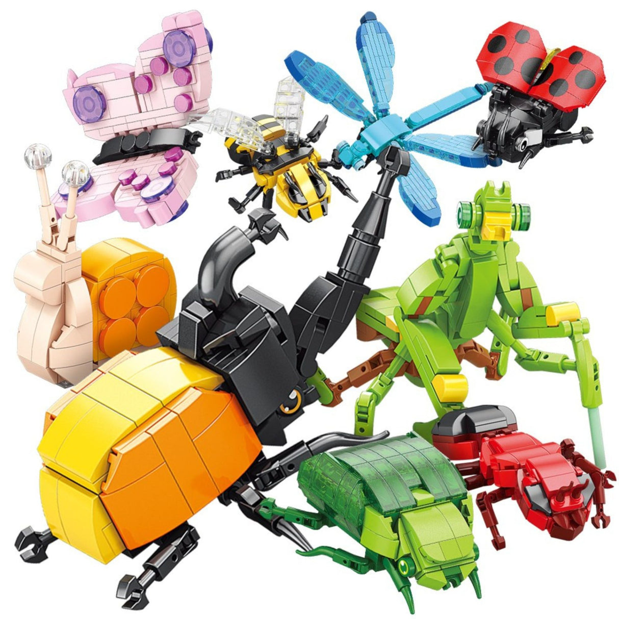 Copil asamblând setul de construcție Flippy Mantis 3D, jucărie STEM educativă, 6+ ani