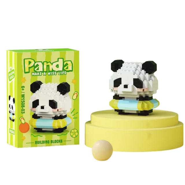 Set construcție Flippy Panda cu Cerc de Înot, 180 piese plastic ABS, vedere frontală cutie, verde deschis