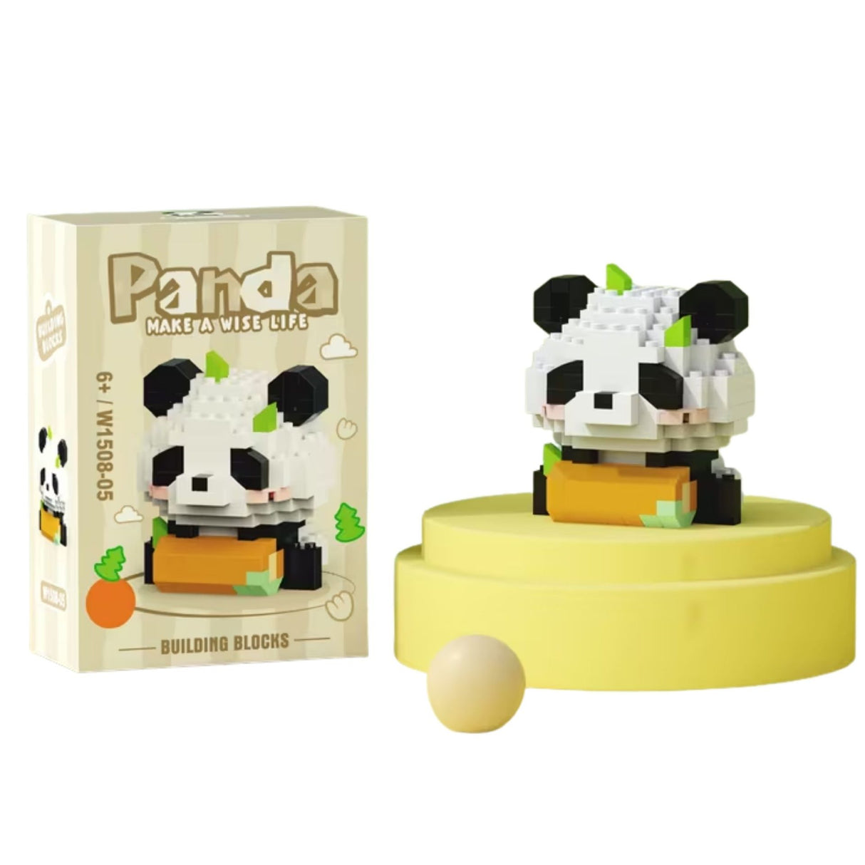 Set de construcție Flippy Panda cu Lemn, 167 piese plastic ABS, model 3D, vedere frontală completă