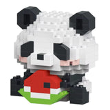 Set de Constructie, Flippy, Model Panda cu Pepene Verde, 160 Piese, Model 3D, Jucarie Educativa STEM, +6 Ani, Plastic ABS, 7.8 x 4.1 x 11.3 cm, Portocaliu - vivimall.ro