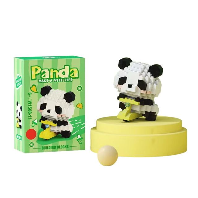 Set construcție Flippy Panda pe Bicicletă, 172 piese plastic ABS verde închis, vedere frontală completă