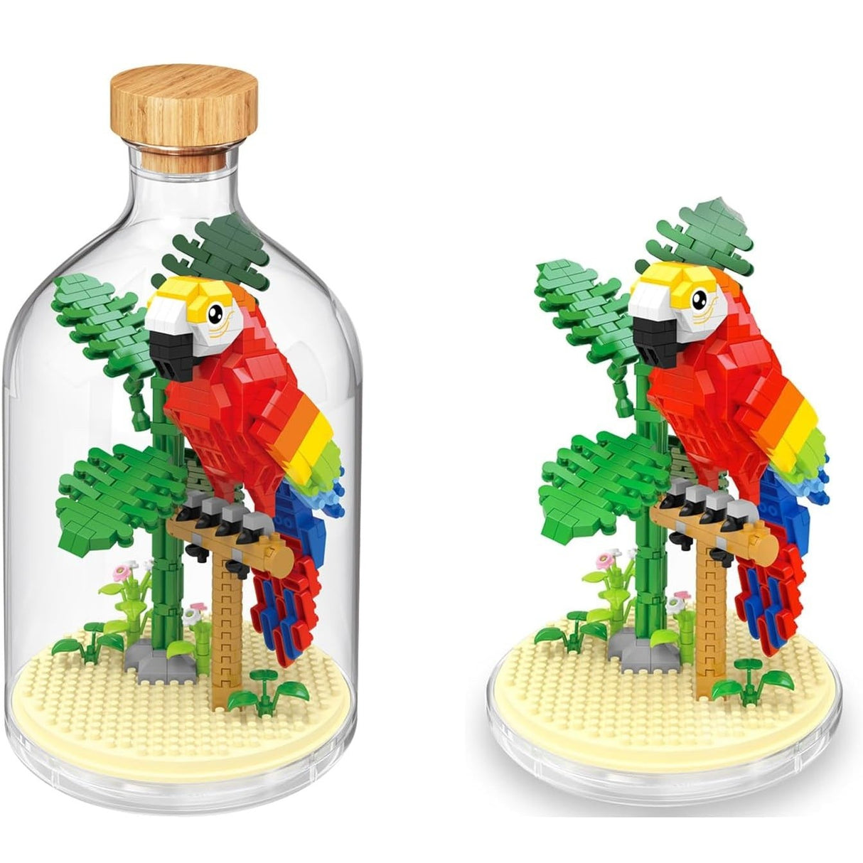 Set de Construit in Sticla, Vivimall, 483 Piese, din Plastic, +14 Ani, 10 x 19.6 cm, Model Papagal, Multicolor - vivimall.ro