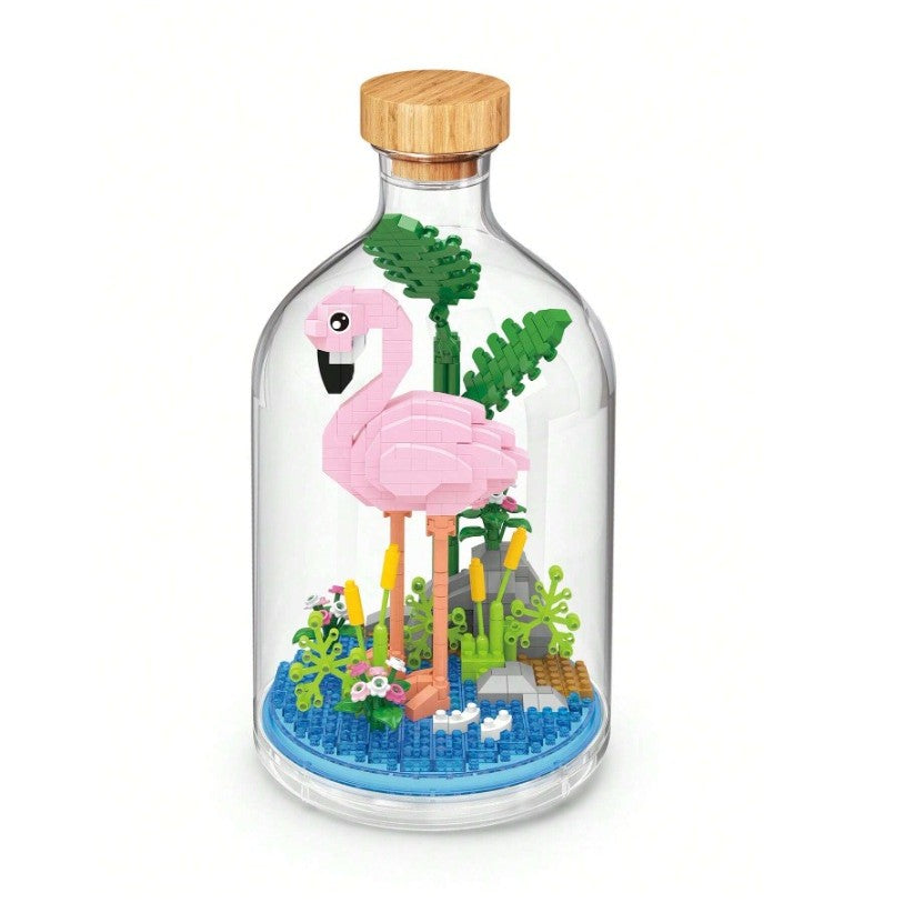 Set de Construit in Sticla, Flippy, 485 Piese, din Plastic, +14 Ani, 10 x 19.6 cm, Model Flamingo, Multicolor - vivimall.ro