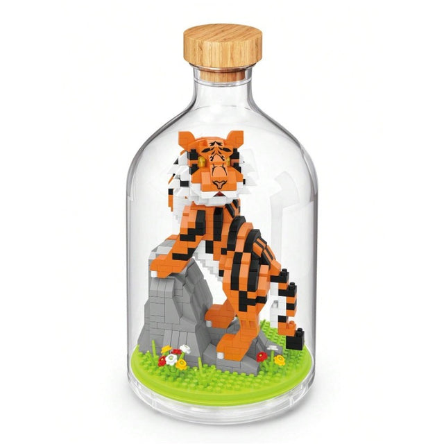 Set de Construit in Sticla, Flippy, 704 Piese, din Plastic, +14 Ani, 10 x 19.6 cm, Model Tigru, Multicolor - vivimall.ro
