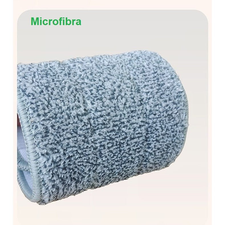 Set de Curatenie, Vivimall, Mop si Galeata, Capacitate 5.7 l, 4 Rezerve Microfibra Incluse, Plastic, Utilizare Umeda/Uscata, Stoarcere Fara Maini, Albastru/Alb - vivimall.ro