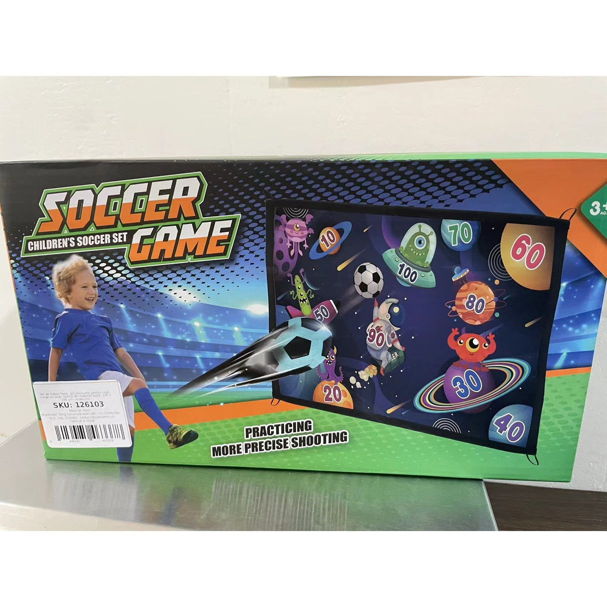 Set De Fotbal Joc Recreativ Pentru Copii, Minge Cu Scai, Poarta Din Material Textil, 150 X 100 Cm, Multicolor