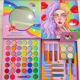 Set de Machiaj, Kevin & Coco, 39 de Culori, pigmentate, Fard de ochi, Ruj, Gloss, Tus, Fard Obraz, Curcubeu - vivimall.ro