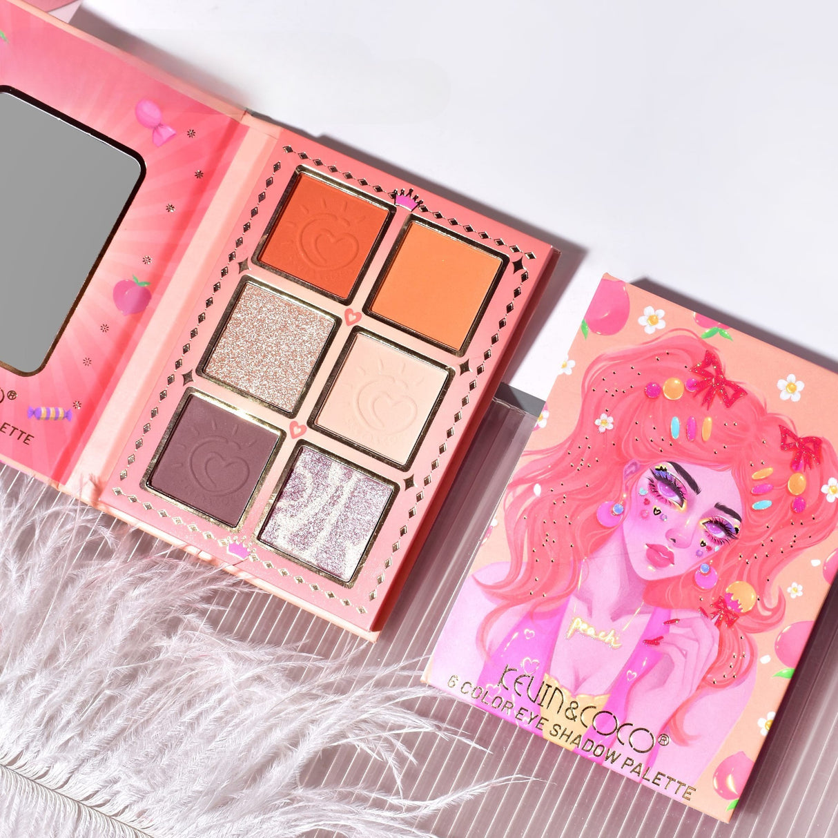 Paleta De Machiaj, Kevin & Coco, Pink Barbie Girl. Fard De Pleoape, 6 Culori, 11.3 X 8.2 X 1.3 Cm, Model Flower Girl - vivimall.ro