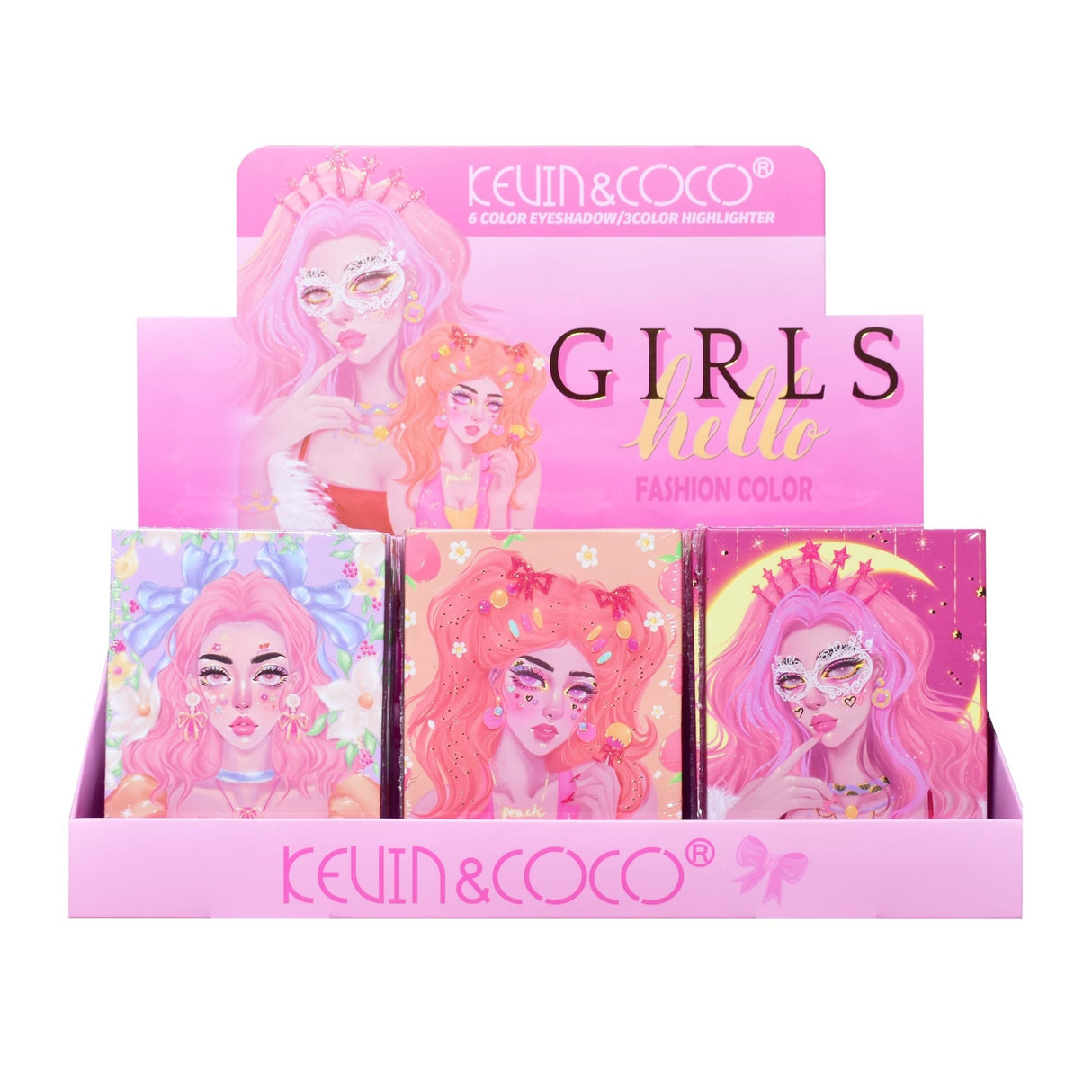 Paleta De Machiaj, Kevin & Coco, Pink Barbie Girl. Fard De Pleoape, 6 Culori, 11.3 X 8.2 X 1.3 Cm, Model Flower Girl - vivimall.ro