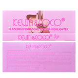 Paleta de Machiaj, KEVIN & COCO, Pink Barbie Girl. Fard de Pleoape, 6 culori, 11.3 x 8.2 x 1.3 cm, Model Flower Girl
