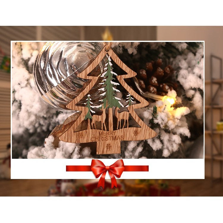 Set 6 Decoratiuni De Craciun Din Lemn, Cu Snur Pentru Agatare In Brad, Glob Si Steluta - vivimall.ro