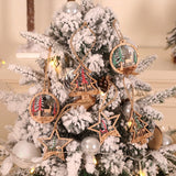 Set 6 Decoratiuni De Craciun Din Lemn, Cu Snur Pentru Agatare In Brad, Glob Si Steluta - vivimall.ro