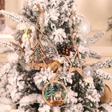 Set 6 Decoratiuni De Craciun Din Lemn, Cu Snur Pentru Agatare In Brad, Glob Si Steluta - vivimall.ro